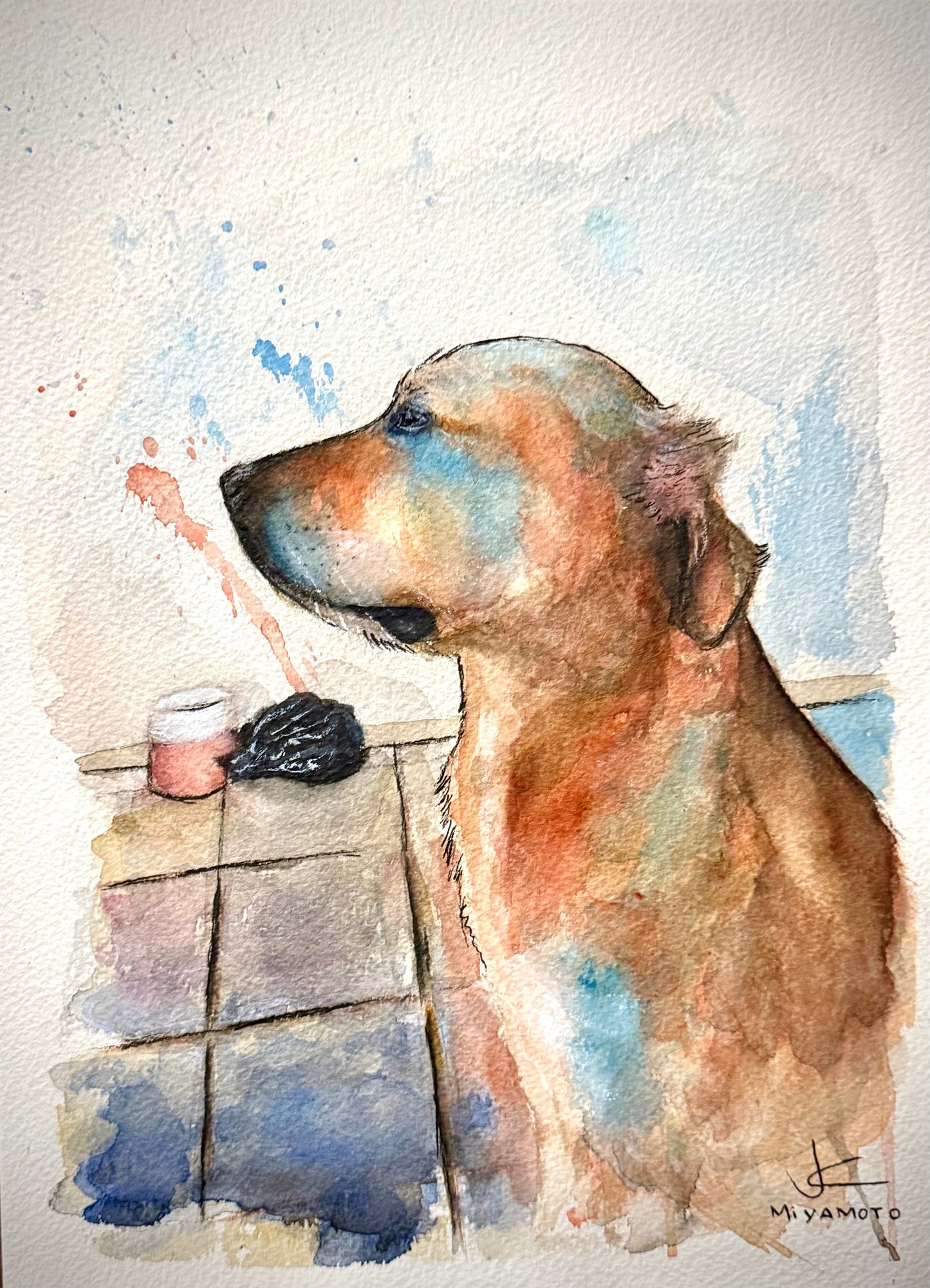 FREE Custom Mug + Watercolor Custom Dog Portrait Memorial - Original Hand-Painted Pet Loss Gift or Life Tribute - LIVE Video Provenance